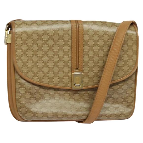 CELINE Macadam Canvas Shoulder Bag PVC Beige Gold Auth 126995 - Picture 1 of 16